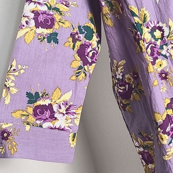 Chadwicks Purple Buttondown Blouse with Purple & Gold Flowers,  Size 18 - Picture 4 of 8